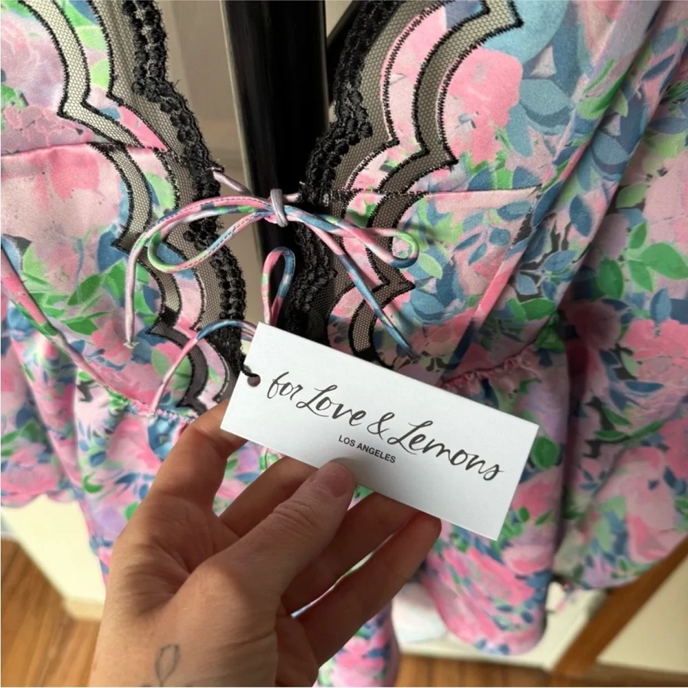 NWT For Love and Lemons Odette Floral Lace Romper